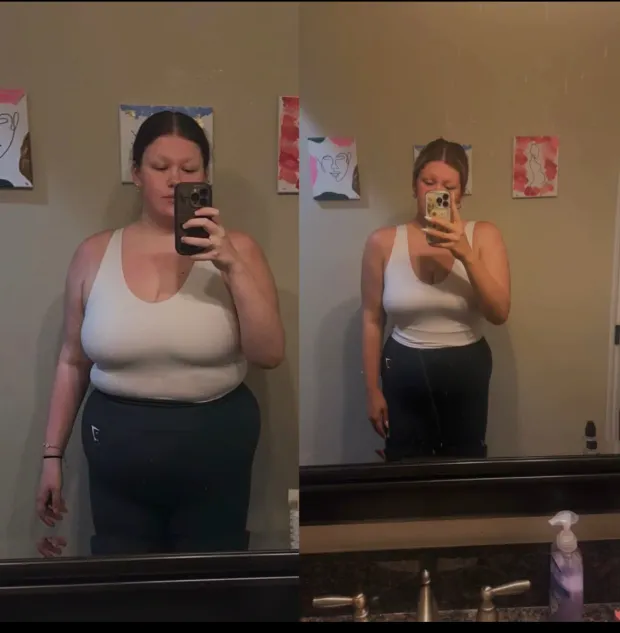 Mia's 60 pound weight loss transformation success story at Heroes Fitness gym in Valrico, Florida